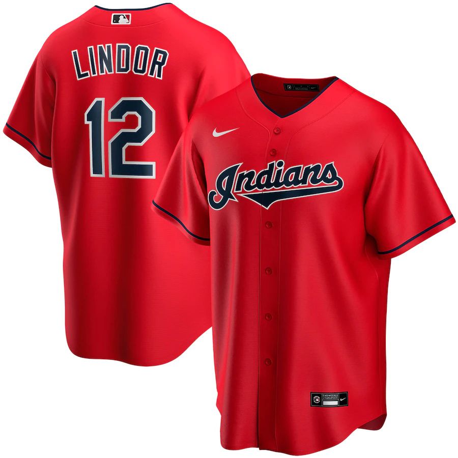 Youth Cleveland Indians #12 Francisco Lindor Nike Red Alternate Replica Player MLB Jerseys